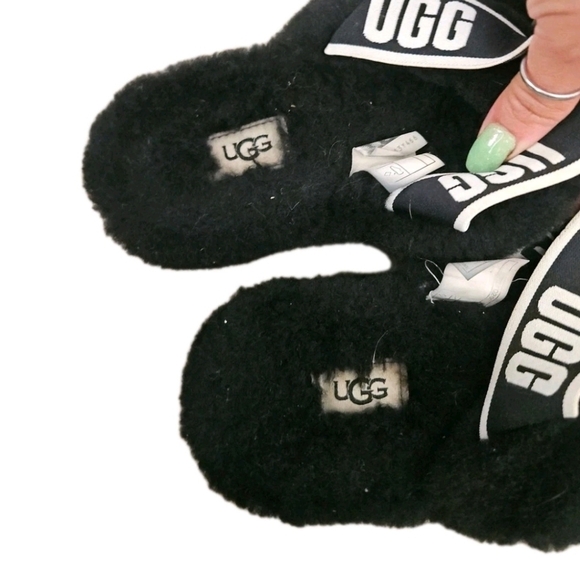 Ugg Womens Black Oh Yeah Shearling Warm Indoor Outdoor Fuzzy Sandals 8 main image 4